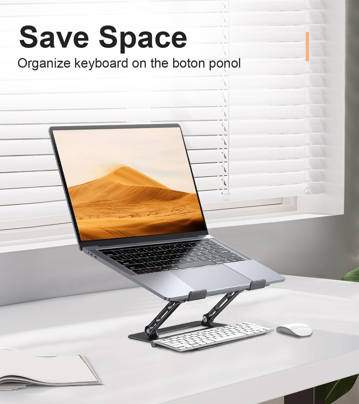 Aoviho Adjustable Laptop Stand for Desk, Portable Laptop Stand Holder and Riser, Foldable Aluminum Notebook Computer Stand for MacBook Air Pro HP Lenovo Dell Samsung Chromebook, 10-15.6 inch(Black)