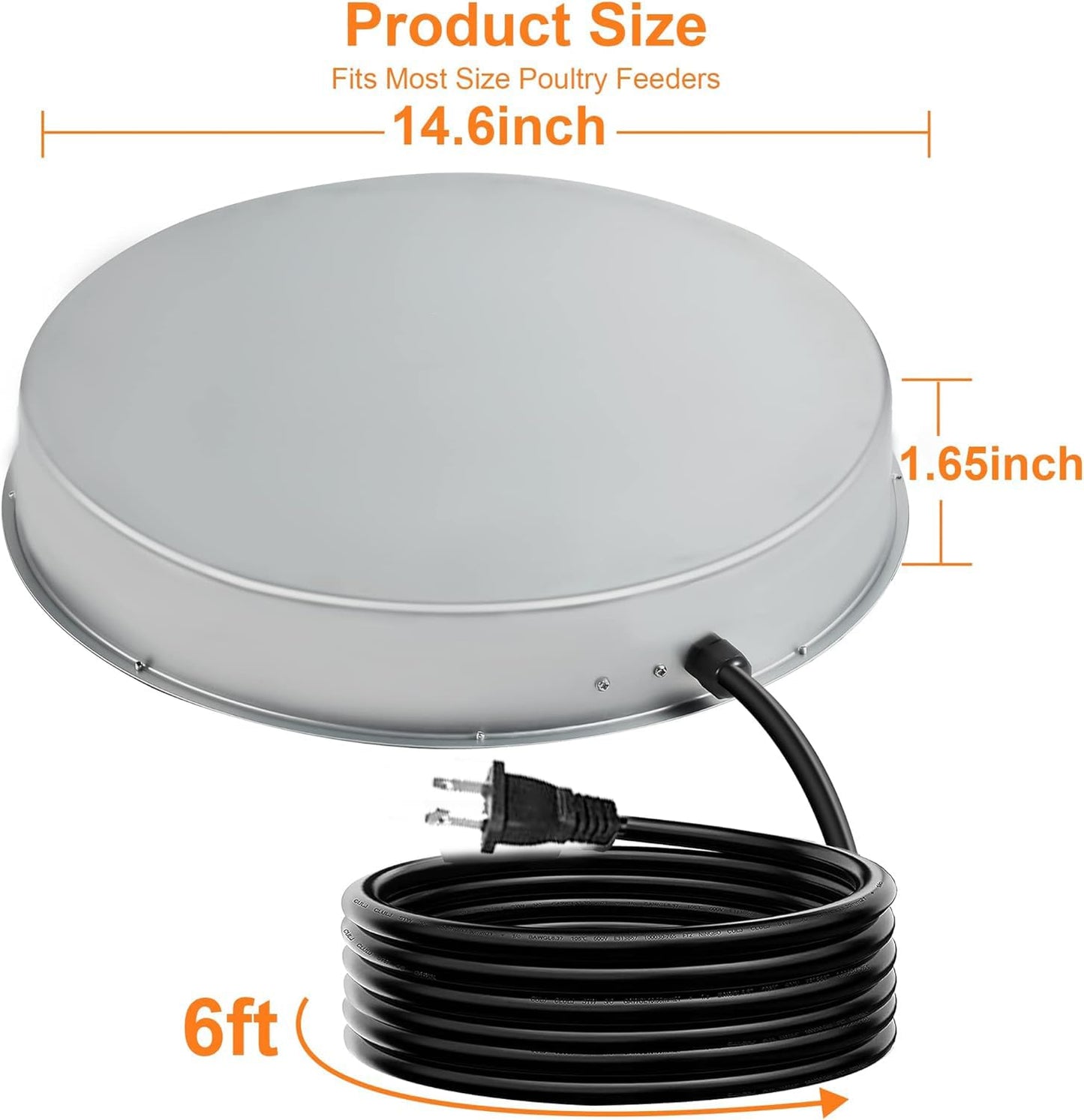 Poultry Chicken Water Heater: Chicken Water Heater Base for Winter, for Plastic/Metal Poultry Watere Under 6 Gallons, Heated Waterer for Chickens 130W