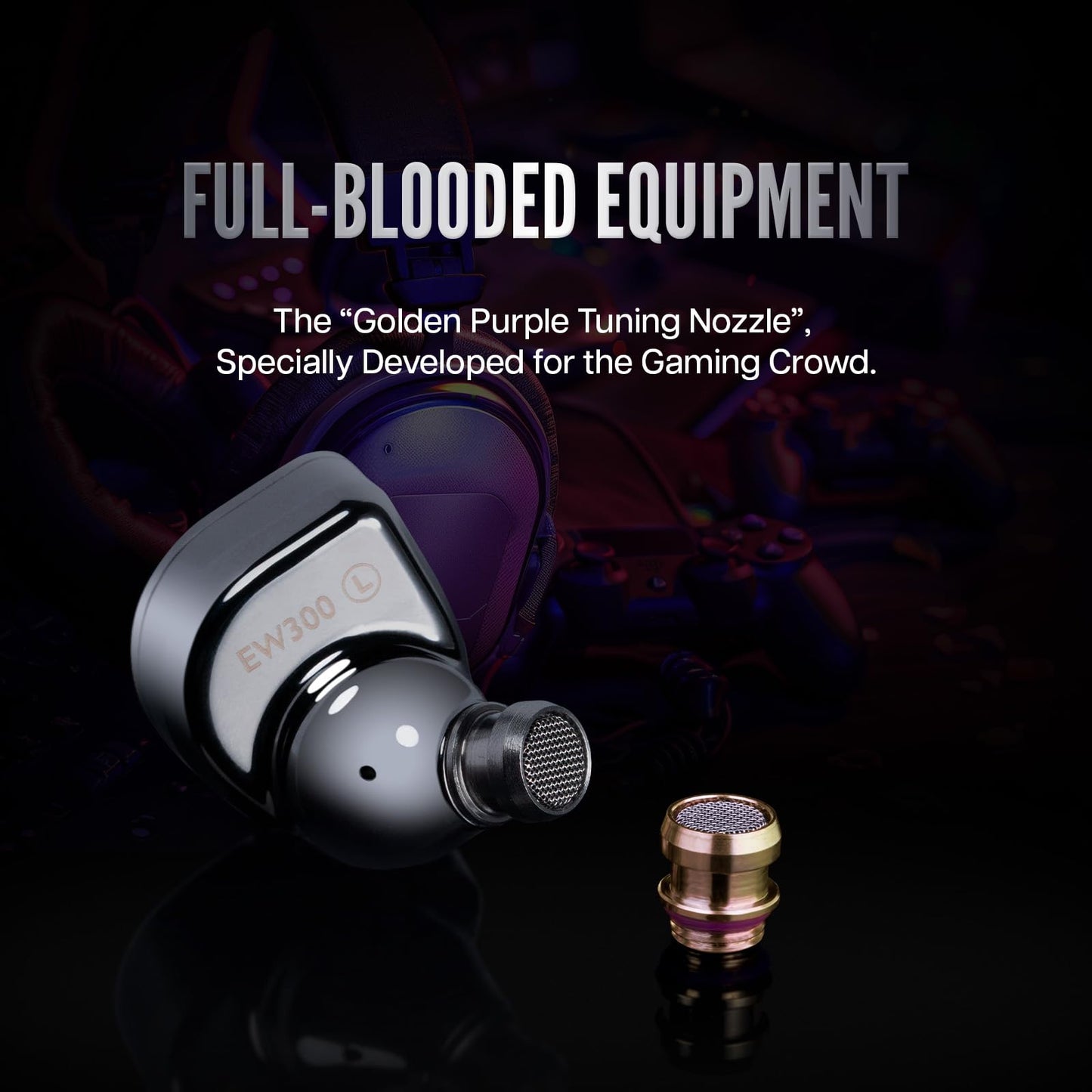 Linsoul SIMGOT EW300 1DD+1Planar+1PZT Hybrid Driver in Ear Monitor, Wired Earbuds IEM, Gaming Earbuds with Detachable Nozzles, Silver-Plated OFC IEM Cable for Audiophile (HBB Edition)