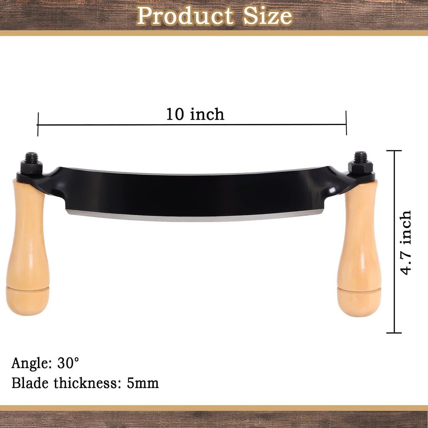 Draw Curved Shave Tool - 10in Woodworking Debarking Hand Tool, Ultra-Sharp Bark Knife with Wooden Handle