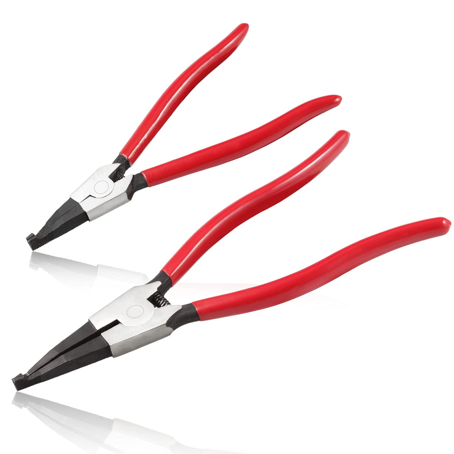 LEONTOOL 2 PCS Heavy Duty Lock Ring Pliers Set Flat Snap Ring Plier Special Circlip Pliers Reverse Retaining Ring Plier for Transmission Transfer Cases Ring Opening