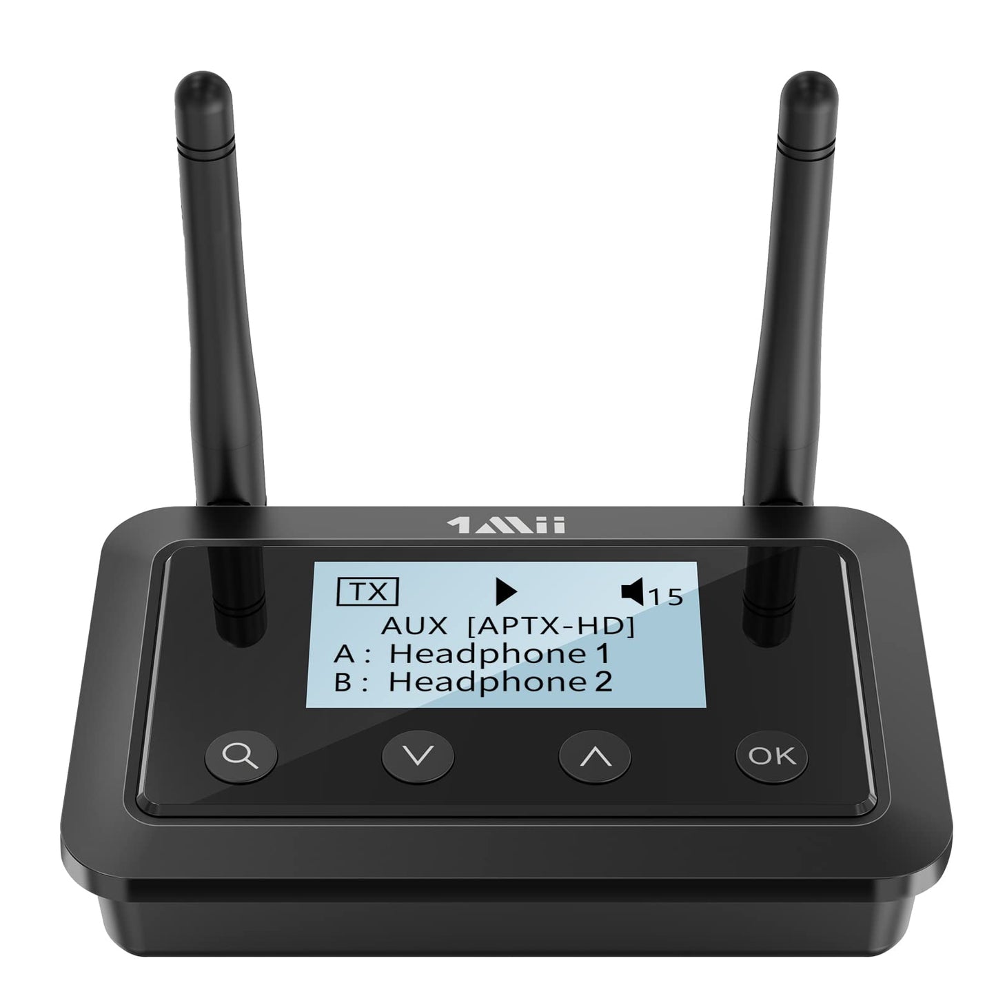 1Mii B03+ Bluetooth Transmitter Receiver for TV Home Stereo, Long Range Bluetooth 5.3 Adapter for TV Audio with Screen, aptX Adaptive & Low Latency & HD, Optical RCA AUX 3.5mm Inputs/Outputs