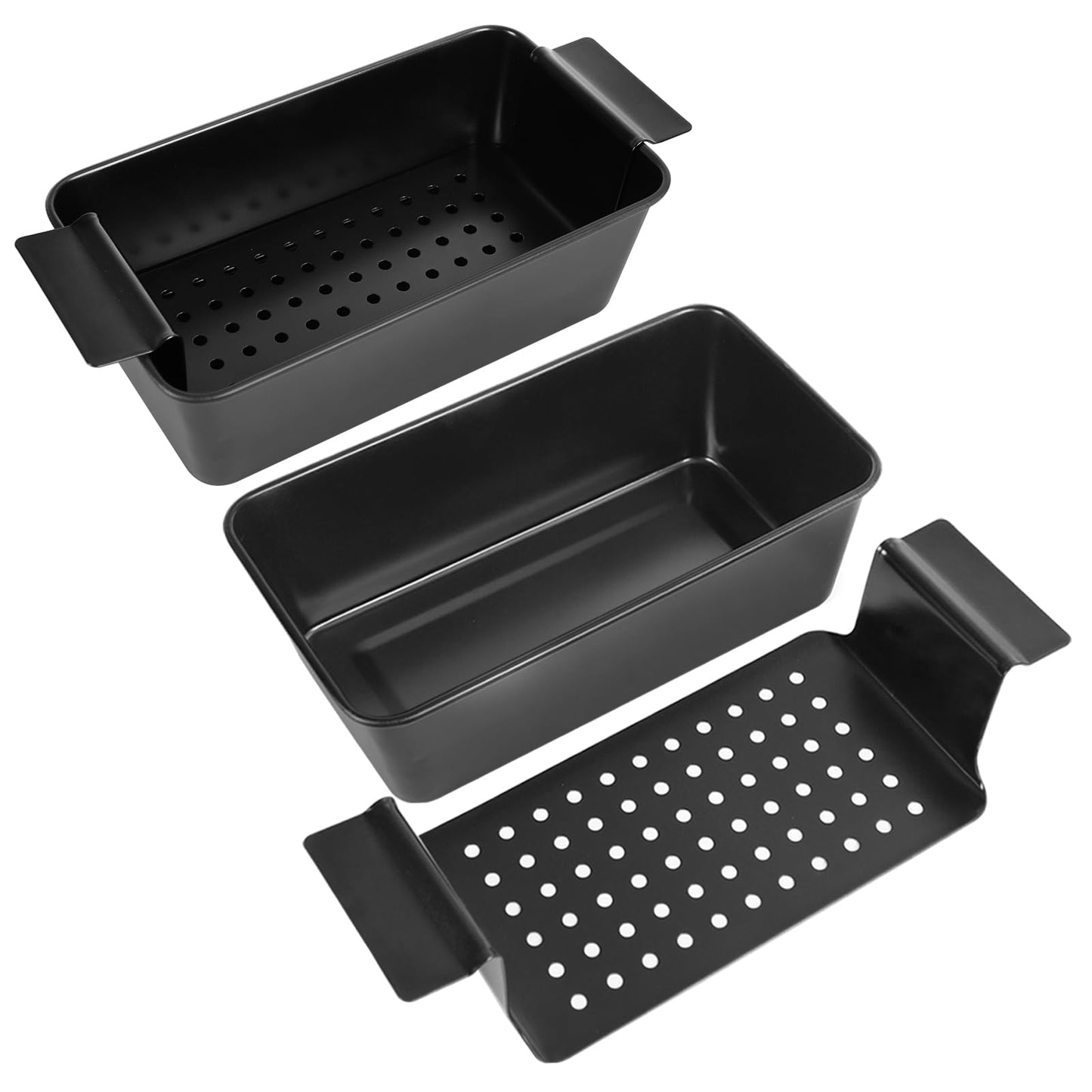 Barlket Meatloaf Pan with Drain Tray, 2 Pack Loaf Pan with Insert, Non Stick Meat Loaf Pan with Drip Tray, 9.8x5.7 Inch Easy Removal Perforated, Bakeware Pan for Oven Baking Bread and Roasting Meat