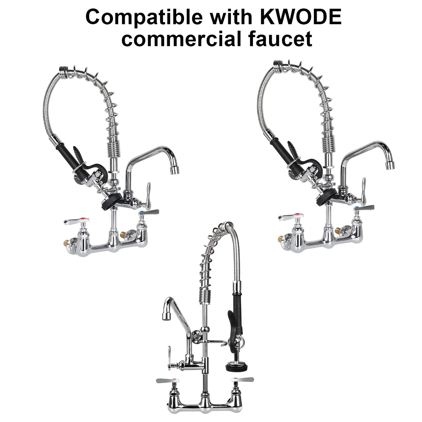 KWODE Pre-Rinse Spray Valve Replacement Head for Commercial Kitchen Faucet 1.42GPM Commercial Sink Sprayer High Pressure Dishwasher Sprayer Nozzle with Hand Grip Assembly (Grey)