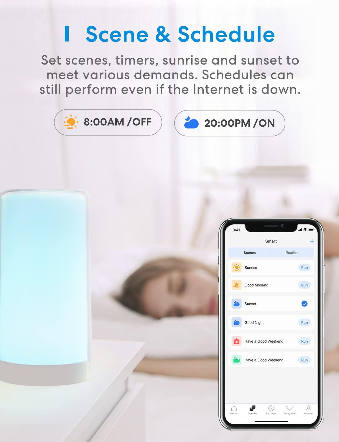 meross Smart Lamp, Dimmable WiFi Table Lamp, Support HomeKit, Alexa, Google Assistant and SmartThings, Tunable White & Multicolor, Touch, Voice and APP Control, Schedule and Timer