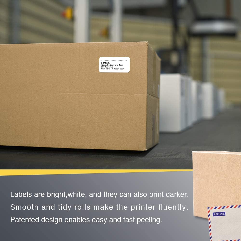 BETCKEY - 1" x 2" (25 mm x 51 mm) FBA Barcode & Address Labels Compatible with Zebra & More Label Printer,Premium Adhesive & Perforated [6 Rolls, 4500 Labels]