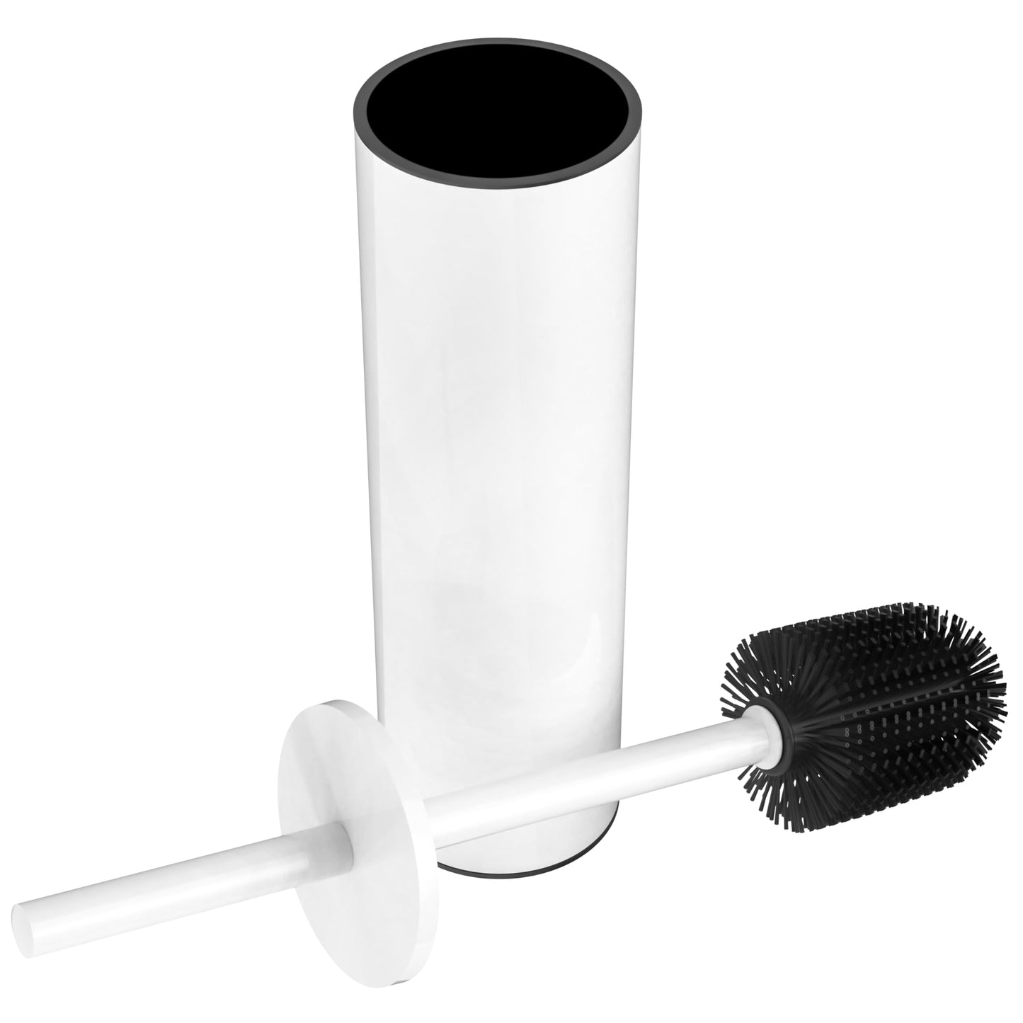 WZKALY Toilet Brush and Holder Set, Toilet Bowl Brush with Caddy for Bathroom, Toilet Cleaner Brush with Stainless Steel Handle & Durable Bristles, Splash Proof（1 Pack, White）