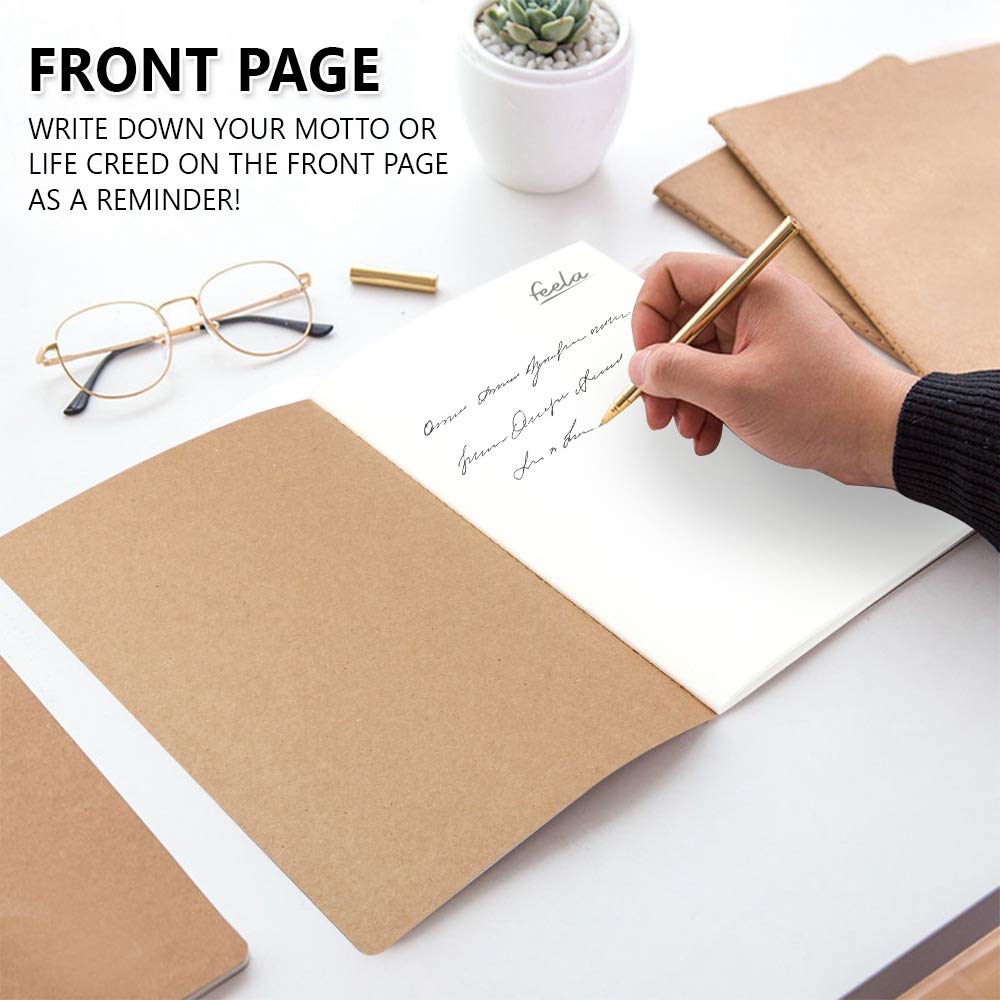 feela 30 Pack Kraft Notebooks, A5 60 Lined Pages Notebooks and Journals for Women Girls Students Making Plans Writing Memos Office School Supplies, 8.3 X 5.5 in