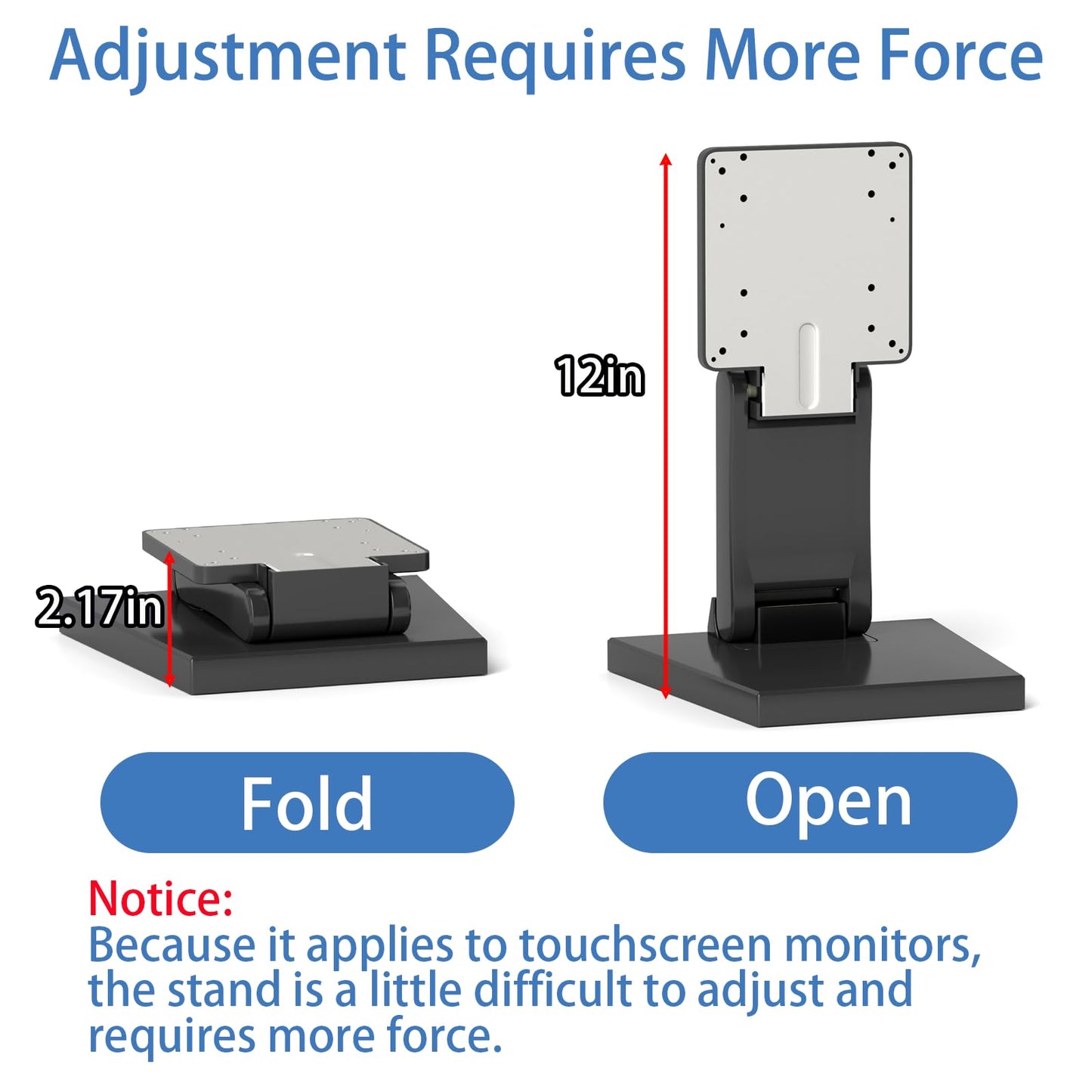 Adjustable Metal Folding Monitor Bracket for Touch Screen Desk Mount with VESA Hole 75x75mm&100x100mm All in Single PC Stand (Black)
