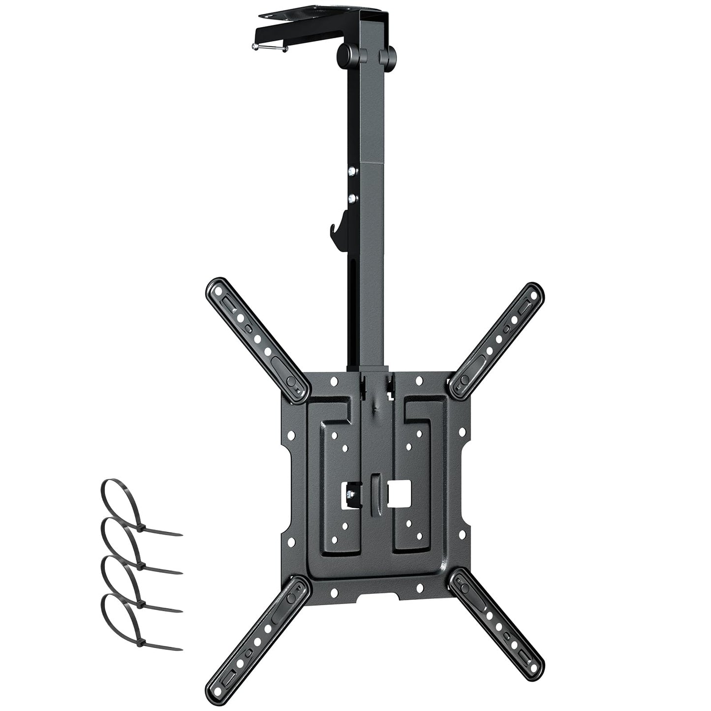 Ceiling TV-Mount Flip Down Folding - 23-55'' Manual Drop Down TV Mount, Fits Flat and Pitched Roof, Height Adjustable, Swivel, Max Load 44 lbs, Max VESA 400x400 mm, Black