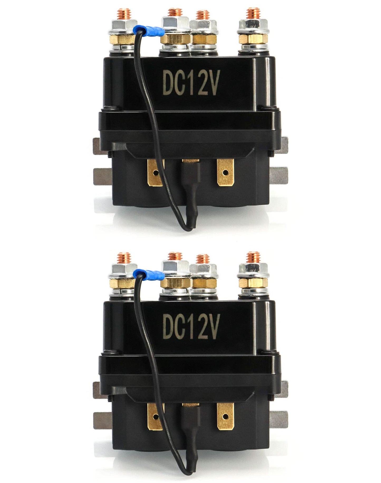 QWORK Solenoid Relay, 12V 250A Winch Relay Solenoid Replacement Contactor for 3000-5000lbs ATV UT Winch Control, 2 Pack