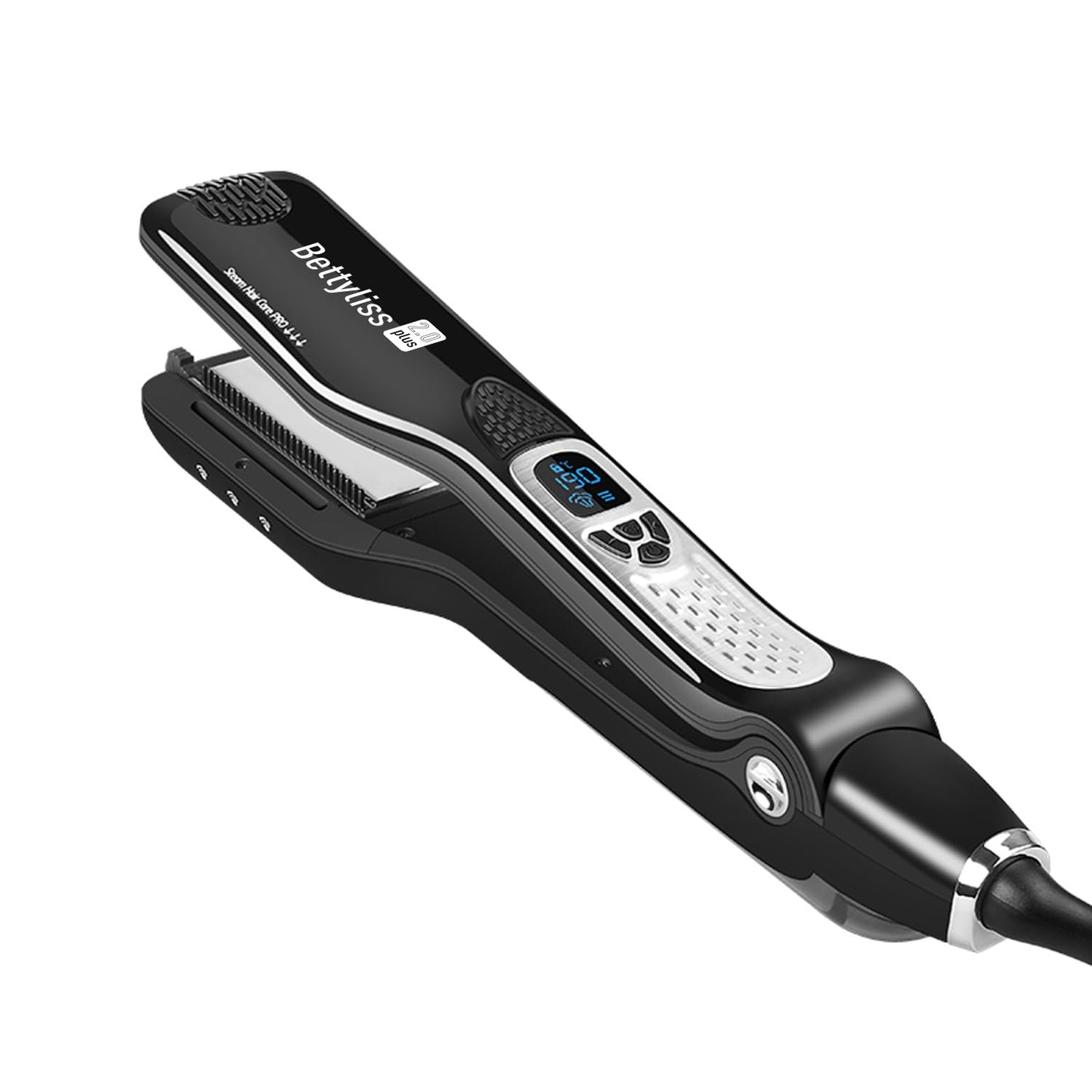 Bettyliss Steam Flat Iron Hair Straightener - Professional Hair Straightening Irons for Smooth and Frizz-Free Results (Black)