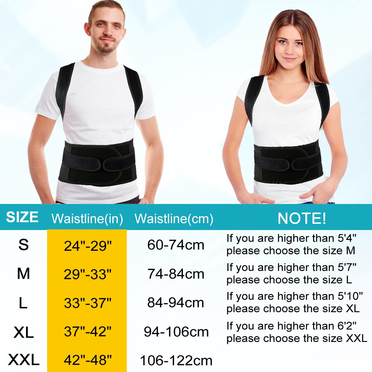 Back Brace Posture Corrector for Women and Men - Relief for Waist, Back and Shoulder Pain - Adjustable and Breathable Posture Back Brace - Improve Back Posture and Provide Lumbar Support XL(37"-42")
