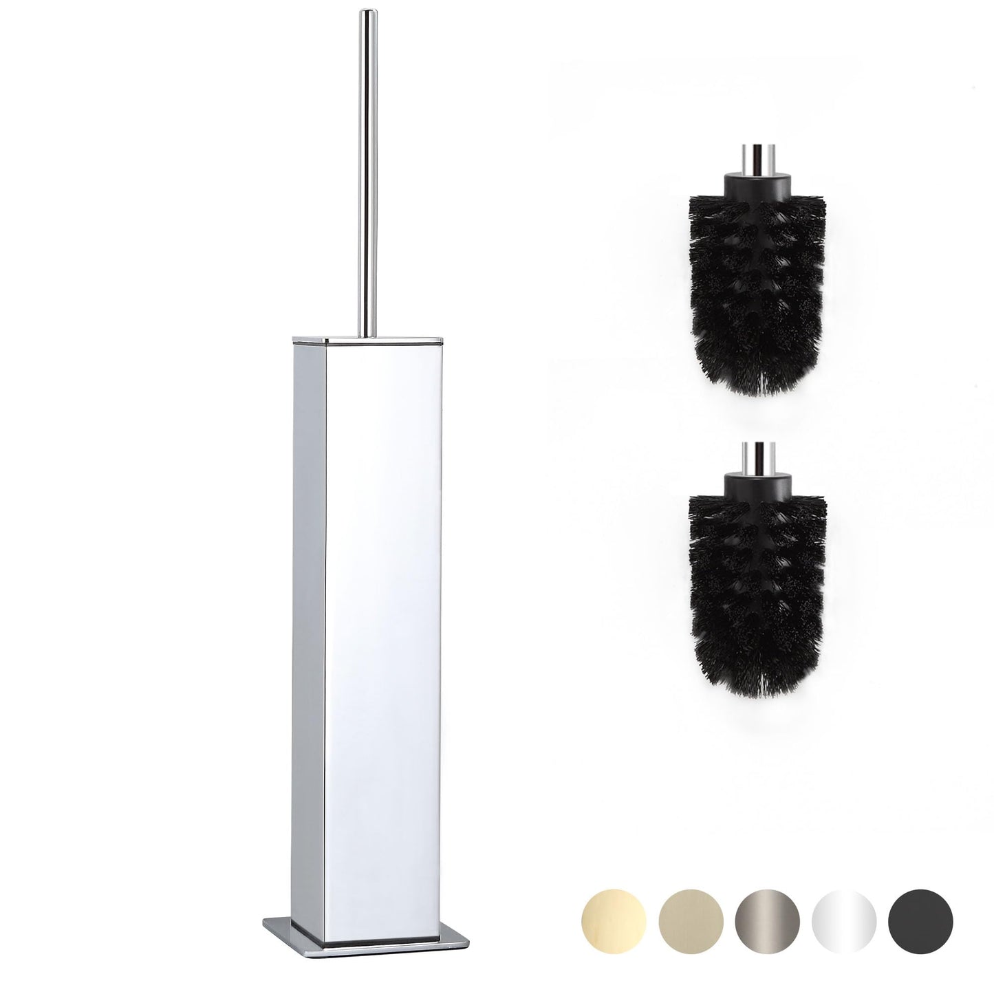 BVL Toilet Brush and Holder Set Chrome Stainless Steel 304 Square Freestanding Toilet Brush for Bathroom