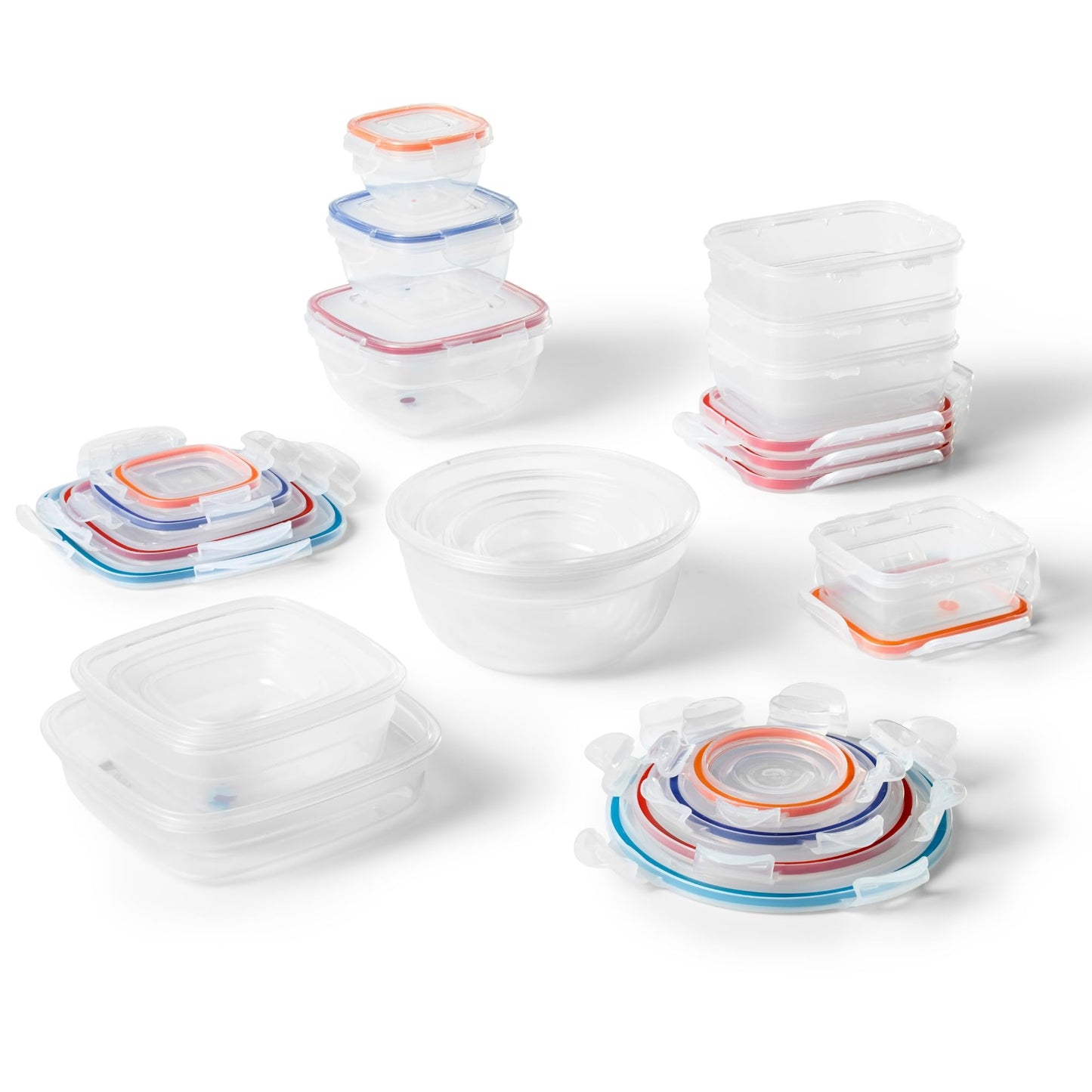STARFRIT LocknLock 30-Piece Easy Match Plastic Container Set - Airtight, Leakproof & Nestable - 4-Sided Locking Lids