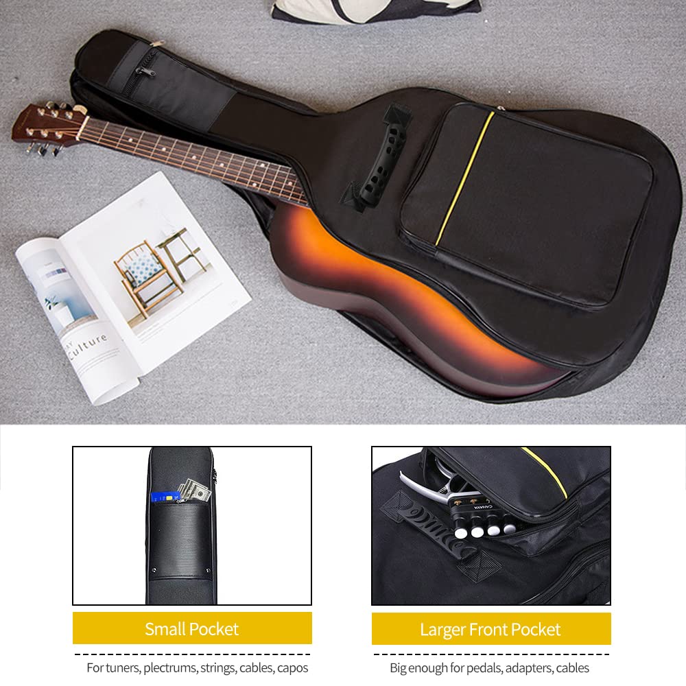 Mdvora 3pcs Guitar Accessories Kit - Gig Bag, Folding Stand, Adjustable Strap for Acoustic, Classical, Bass Guitar