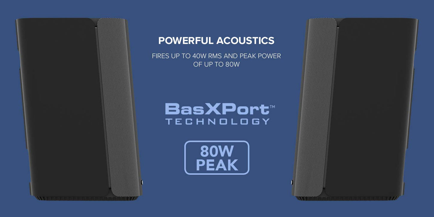 Creative T100-2.0 Compact Hi-Fi Desktop Speakers, up to 80W Peak Power with Bluetooth 5.0, Optical-in, AUX-in, Wide Soundstage and Audio Clarity with Bass Control for Computers and Laptops (Black)