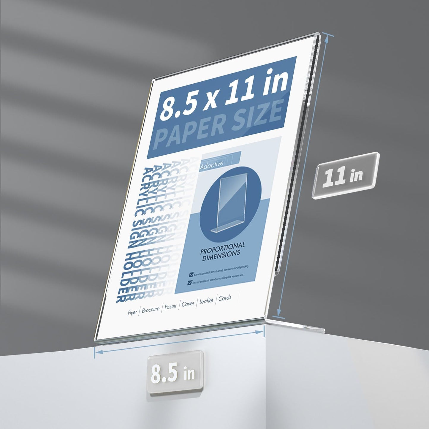 NIUBEE 12Pack 8.5x11 Acrylic Sign Holder with Vertical Slant Back, Clear Plexiglass Sign Holder Photo Frames, Flyer Document Paper Display Stand for Office Desktop