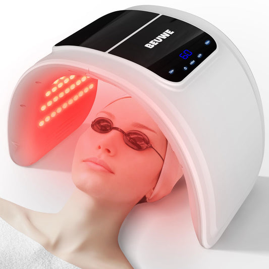 Beuwe Red-Light-for-Face，7 Colors LED Facial Mask Light Red Face Light Skin Care at Home