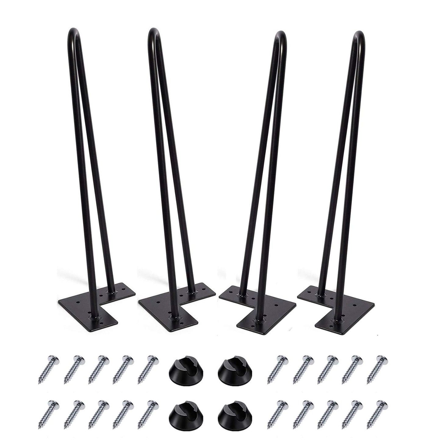 MSOBAIW Hairpin Legs 18 Inch Set of 4, DIY Metal Table Furniture Legs Ideal for Dining Table, Desk, 3/8 Inch Diameter Mid Century Modern Style (18", Black)