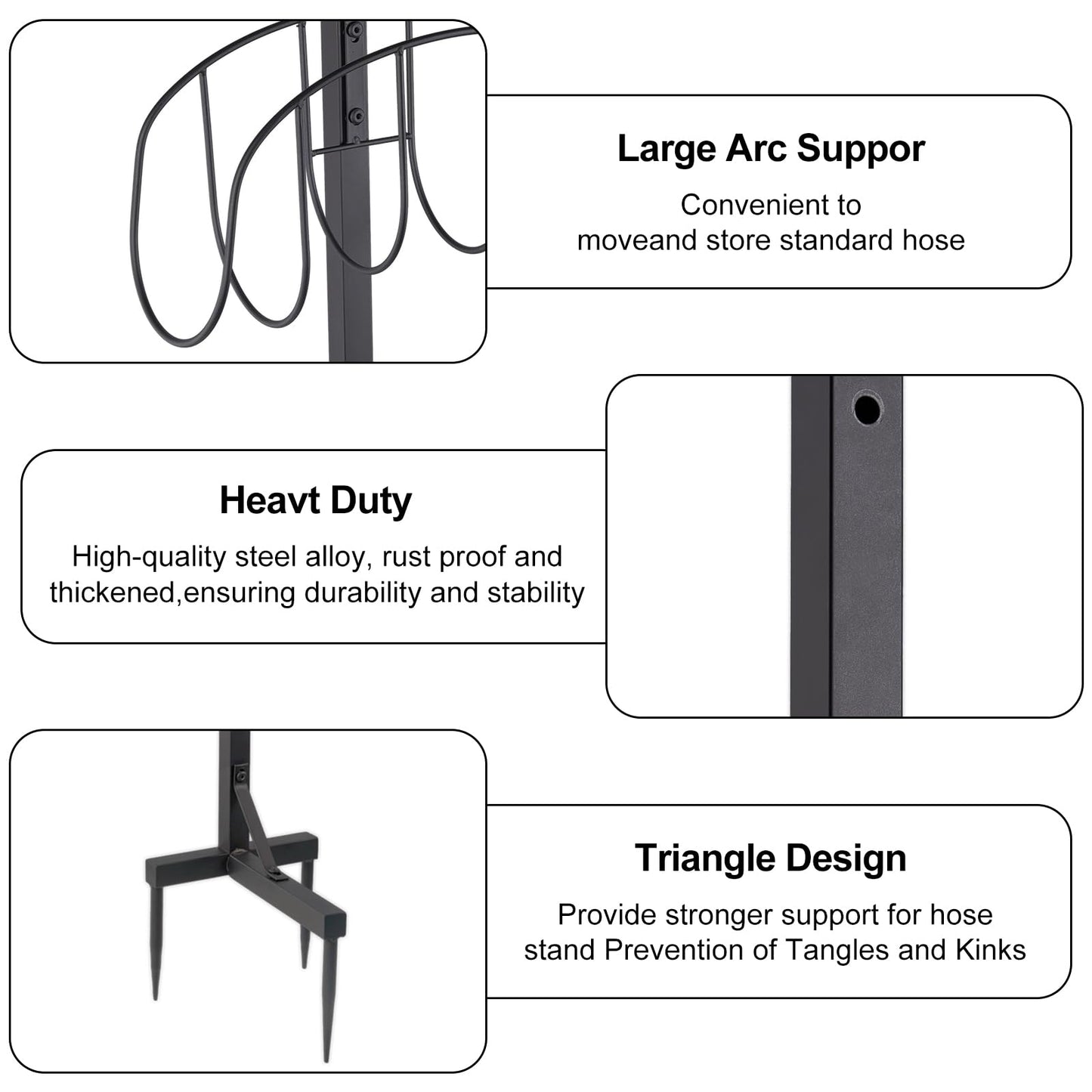 LooKu Garden Hose Holder Outdoor Water Hose Stand Holder 43 Inch Height Free Standing Ground Hose Hanger for Yard Organizer