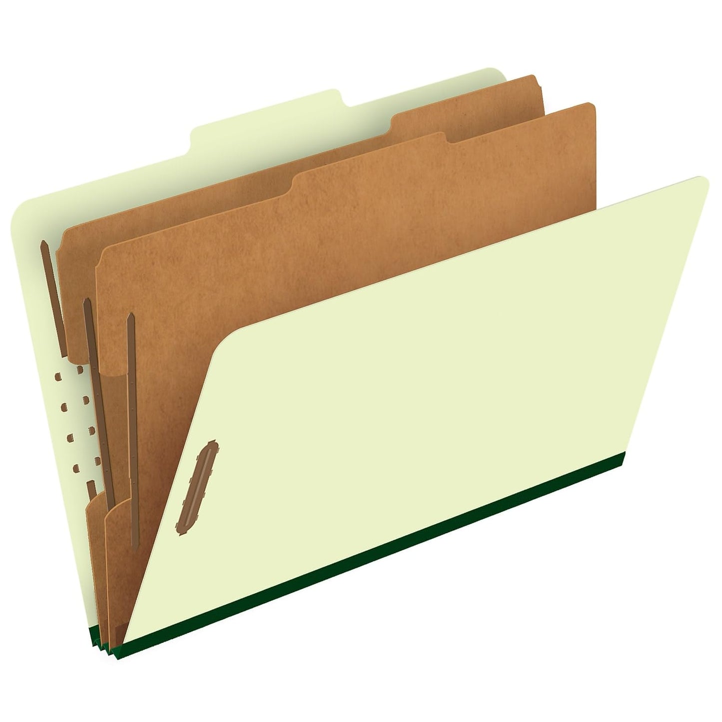 Pendaflex Pressboard Classification File Folders, 2 Dividers, 2" Embedded Fasteners, 2/5 Tab Cut, Legal Size, Light Green, Box of 10 (17176EE)