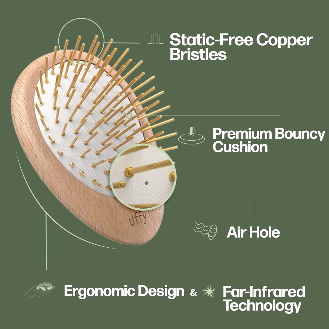 Uffy Acubrusher – 24K Gold-Plated Gua Sha Hair Brush | Ergonomic Scalp Massager for Dandruff & Hair Growth | For All Hair Types | Ideal Gift Choice in Violet Purple