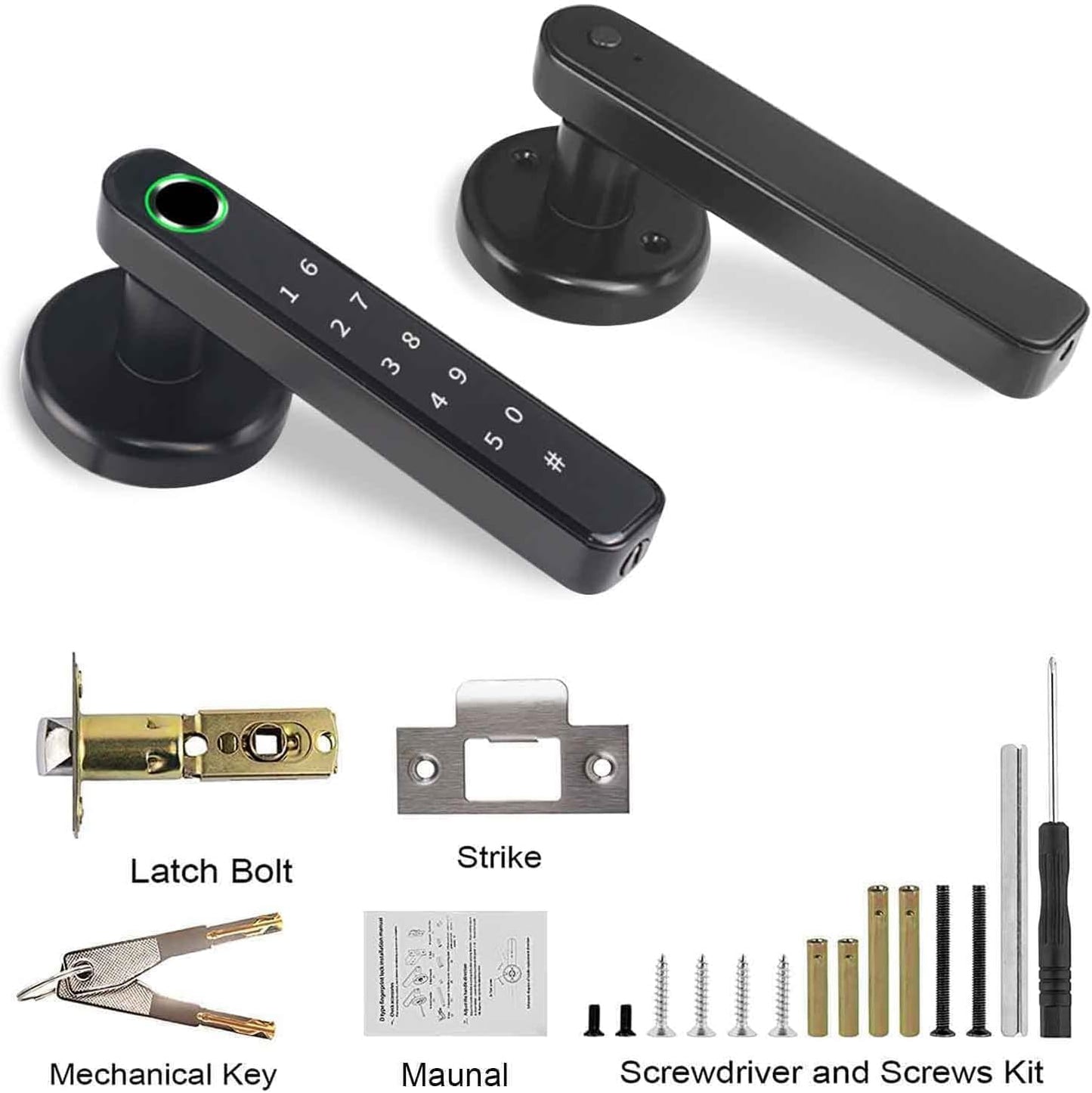 Smart Lock - Smart Door Lock 5 in 1, Keyless Entry Door Knob with APP/IC Card/Digital Code/Backup Keys/Fingerprint, Electronic Keypad Lock Remote APP Control, Reversible Handle