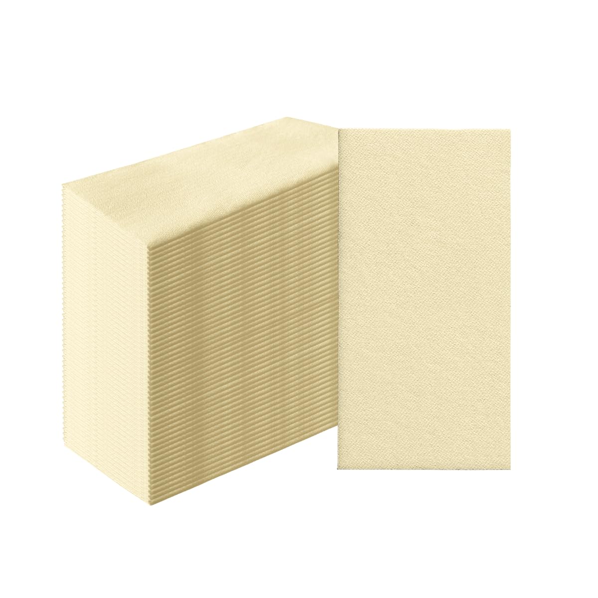 PAW - 50-Pack Disposable Cream Linen-Feel Guest Towels 8" x 4" Folded, European Quality Hand Towels, Elegant Dinner Napkins for Special Occasions - Wedding, Birthday, Holiday, Bridal Shower