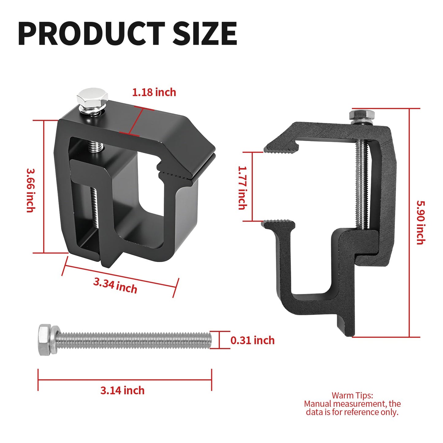 Vkinman 6 Pcs Mounting Clamps Truck Cap Topper Clamps Camper Shell Clamp for Chevy Silverado Sierra 1500 2500 3500, Dodge Dakota Ram 1500 2500 3500, F150 F250 Black