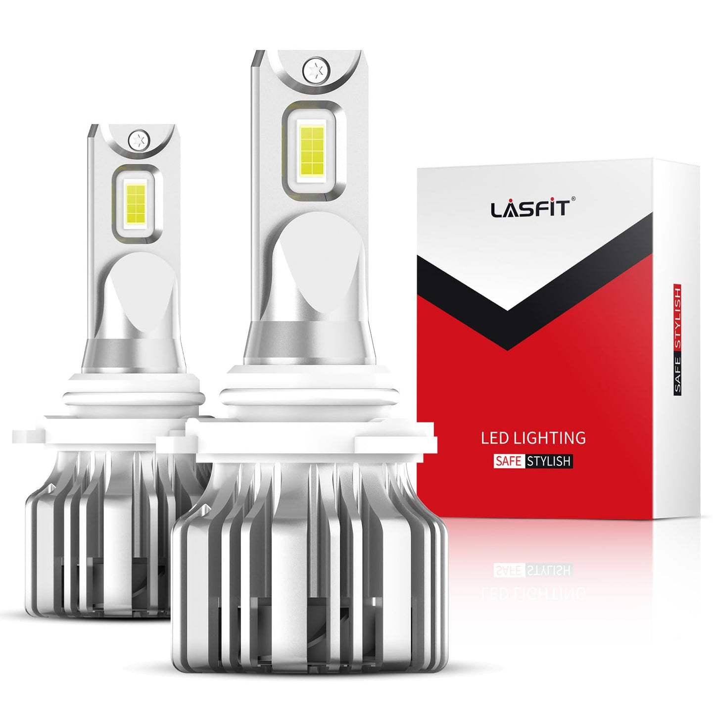 LASFIT 2026 𝐂𝐨𝐦𝐩𝐚𝐜𝐭 HB3/9005 LED Headlight Bulb, Real 50W 8X Brighter Halogen 1:1 Replace, 300M Sight 6000K Xenon White, Canbus For 95% Car, 360° Conversion Kit Front High Beam Automotive Light