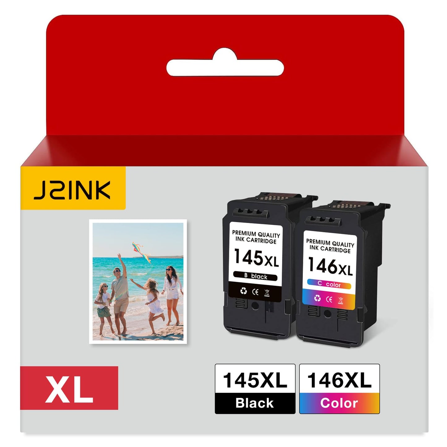 J2INK PG-145XL CL-146XL Ink Cartridges Combo Pack Replacement for Canon 145XL/146XL PG145 CL146 PG-145XL CL-146XL Printer Ink for PIXMA TS3110 iP2810 MG2410 MG2510 MG2910 MG3010