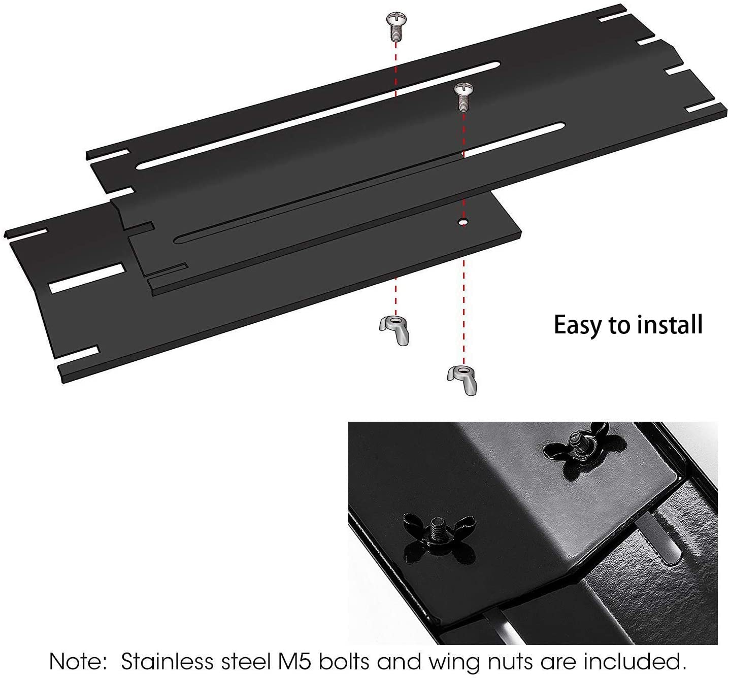 Universal Adjustable Heat Shield Plate Porcelain Steel Burner Cover,Extend from 11.75" up to 21" Flame Tamer,Heat Tent for Charbroil, Nexgrill, Brinkmann and Other Gas Grill，4 Pcs
