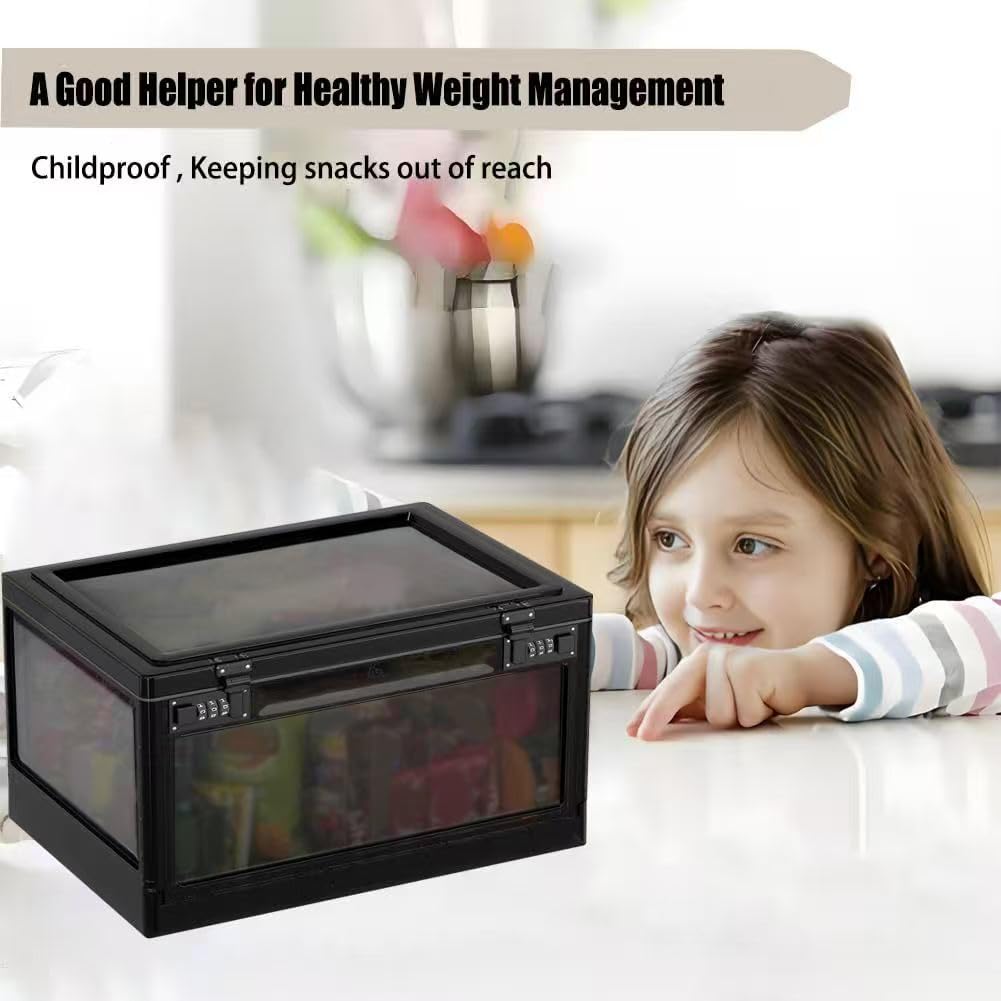 Large Lock Box,Lockable Storage Box with Combination Code 15.3x11x8.6in Stackable Medicine Lock Box for Safe Medication，Storage Box with Lock for Phone/Snacks/Personal Items/Fridge/Office
