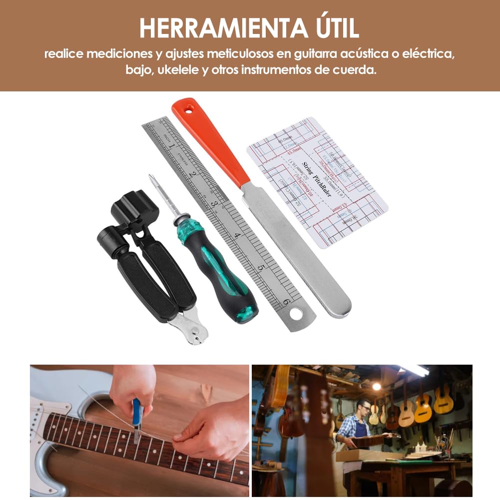 Guitar Repair Maintenance Tool Kit, Musicians Care Kit 3 in 1 String Winder Leveling with Bag for Ukulele Bass Mandolin Banjo(Repair Tool) Performance Accessories Cleaning
