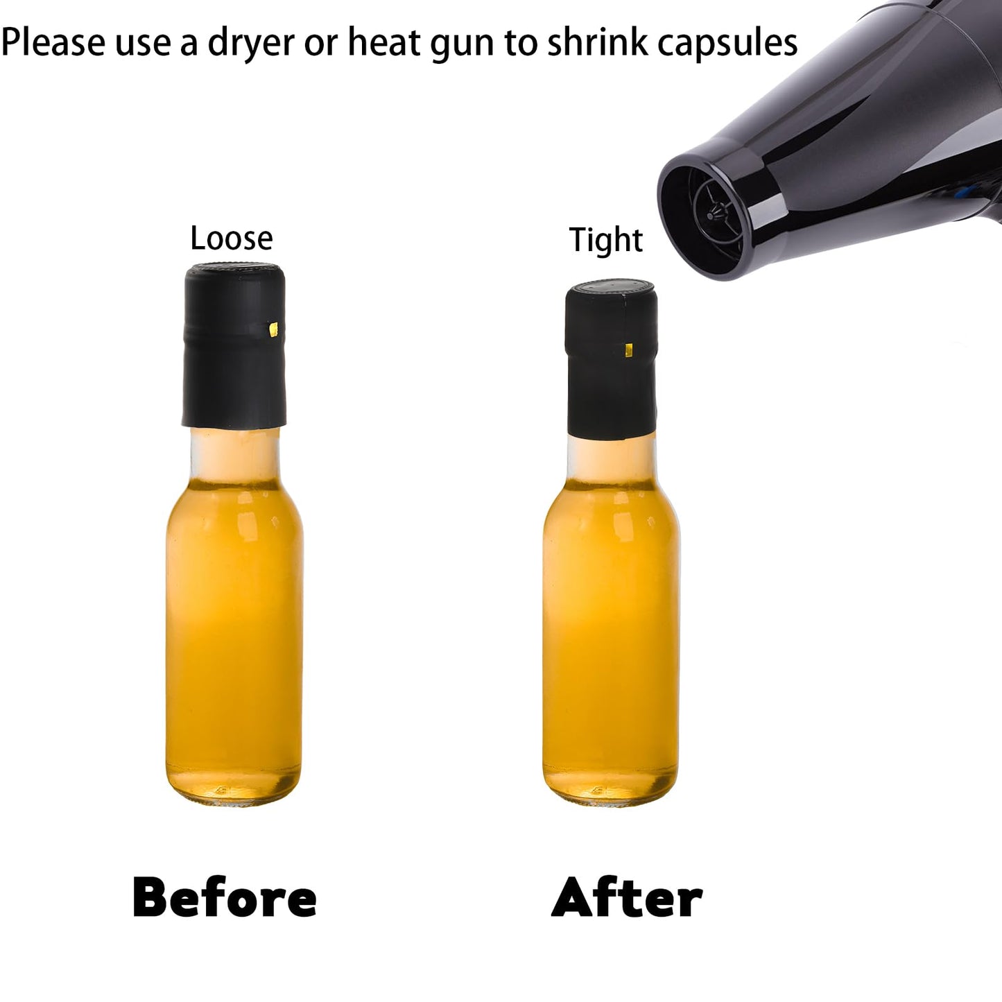 Cedilis 36 Pack Small Glass Bottle, 3oz/100ml Glass Woozy Bottle, Empty Mini Hot Sauce Bottles, Clear Liquor Wine Bottles with Shrink Capsule, Black Screw Caps, Dripper Insert