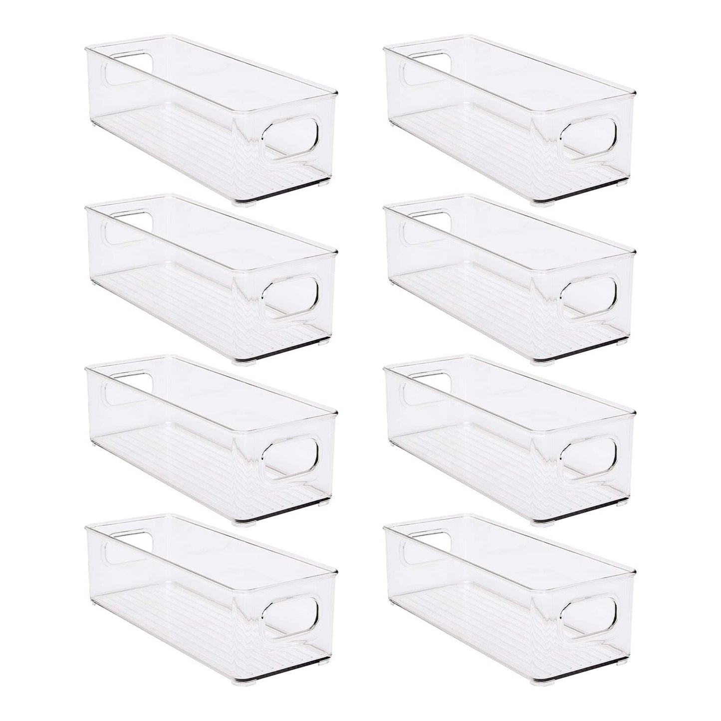 8 Pack Stackable Fridge Organizers, Clear Pantry Organizers and Storage Plastic Small Food Storage Bins Freezer Organizer Containers with Handle for Shelves Countertop Cabinet,10"L X 4"W X 3"H