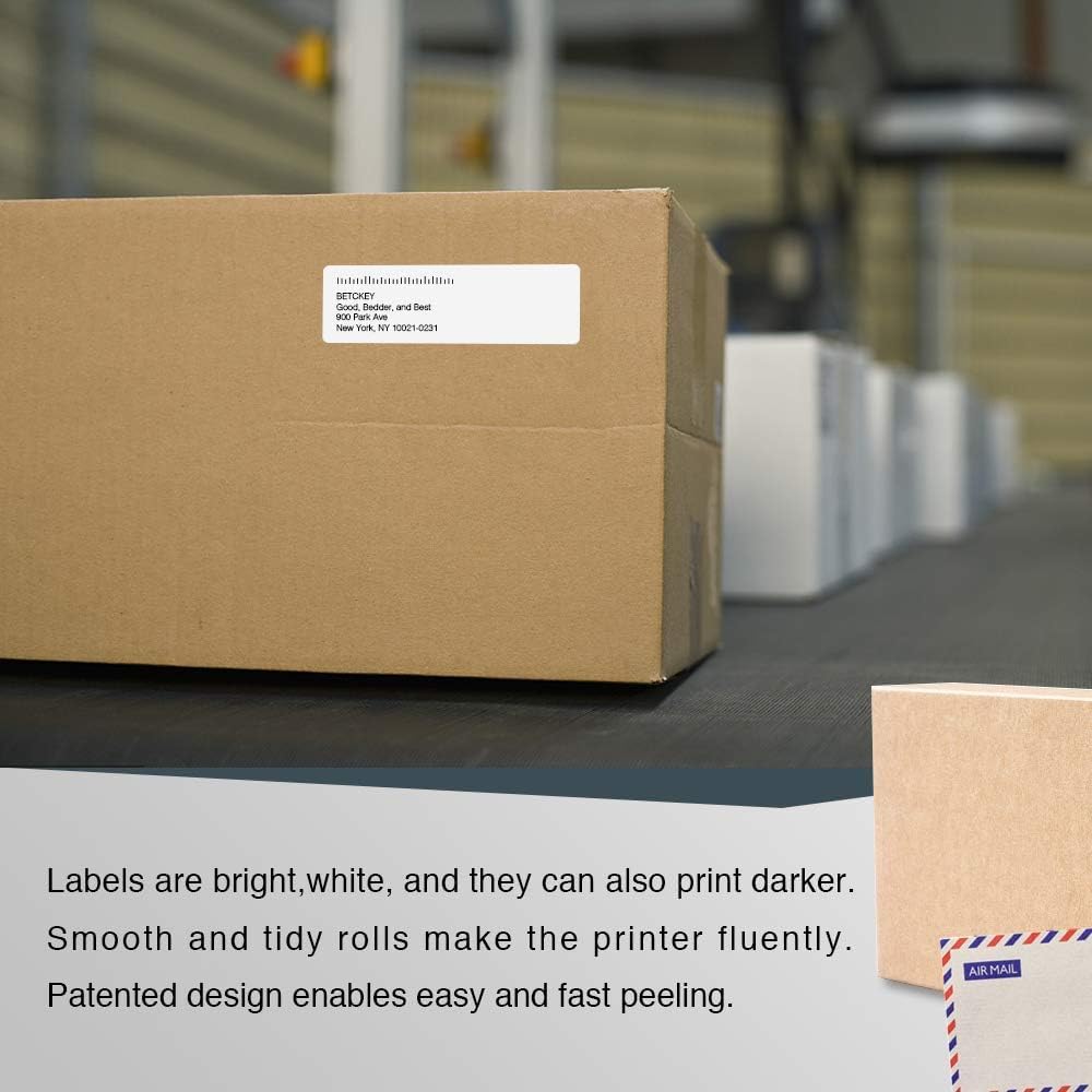 BETCKEY - Compatible DYMO 30252 (1-1/8" x 3-1/2") Address & Barcode Labels - Compatible with DYMO Labelwriter 450, 4XL, NOT Fit 550 & 5XL [16 Rolls/5600 Labels]