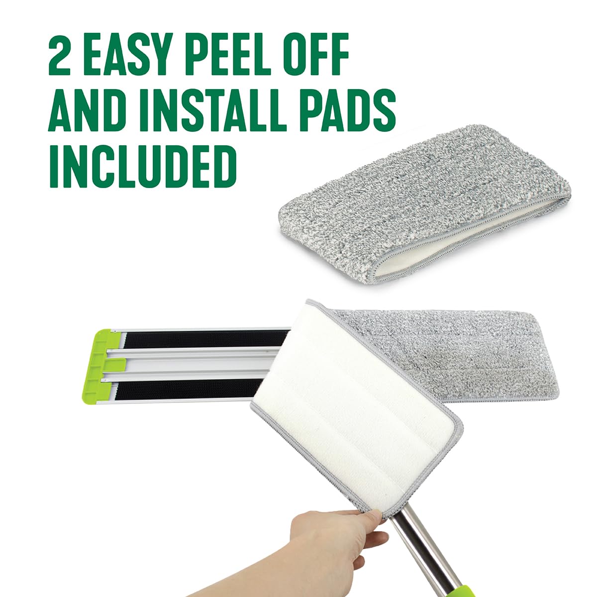 Pine-Sol Flat Microfiber Mop - Wet/Dry Floor Cleaning Tool with 2 Reusable Mopping Pads - Multi-Surface for Dusting Hardwood, Laminate, Tile - Extendable Stainless Steel Handle with Swivel Head