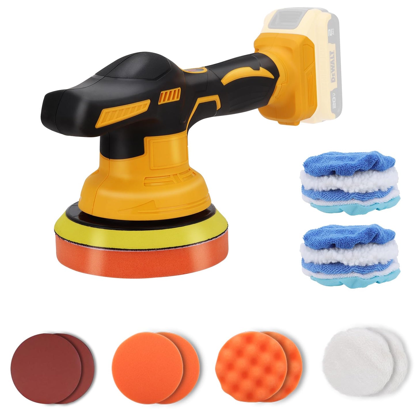 Buffer Polisher for Dewalt 20V Battery, 8 Variable Speed Polishers and Buffers Polisher for Car Detailing Orbital Polisher for Car Detailing/Polishing/Waxing
