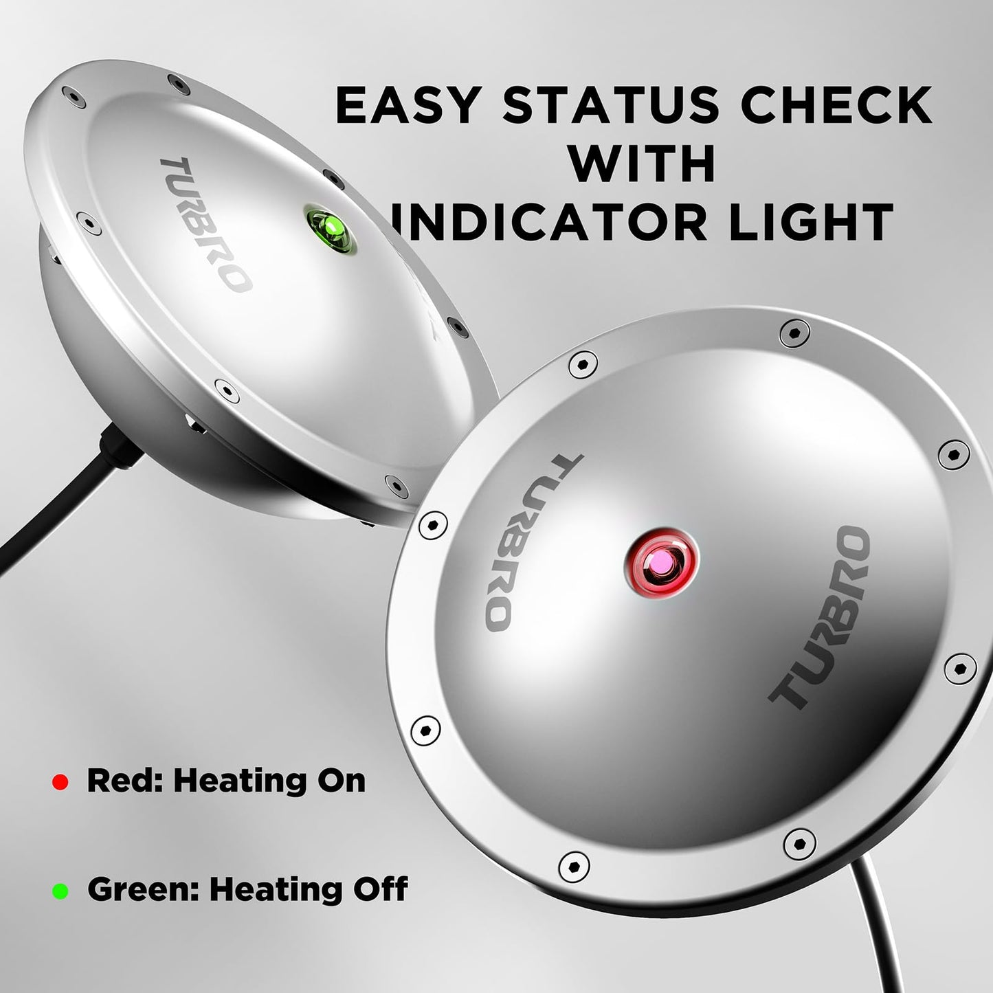 TURBRO Pond De-icer, Floating Pond Heater with 32.8 ft. UL Approved Cord, Full Stainless Steel Casing, Leakage Protection Plug, for Outdoor Ponds with Fish, FCC-Certified, 400 Watts, PD400A, Sliver