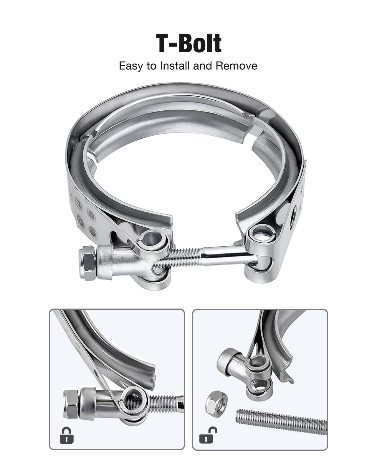 EVIL ENERGY 3.0 Inch V Band Clamp with Flange Male Female Stainless Steel 2Pcs, 3.0inch- 2pcs
