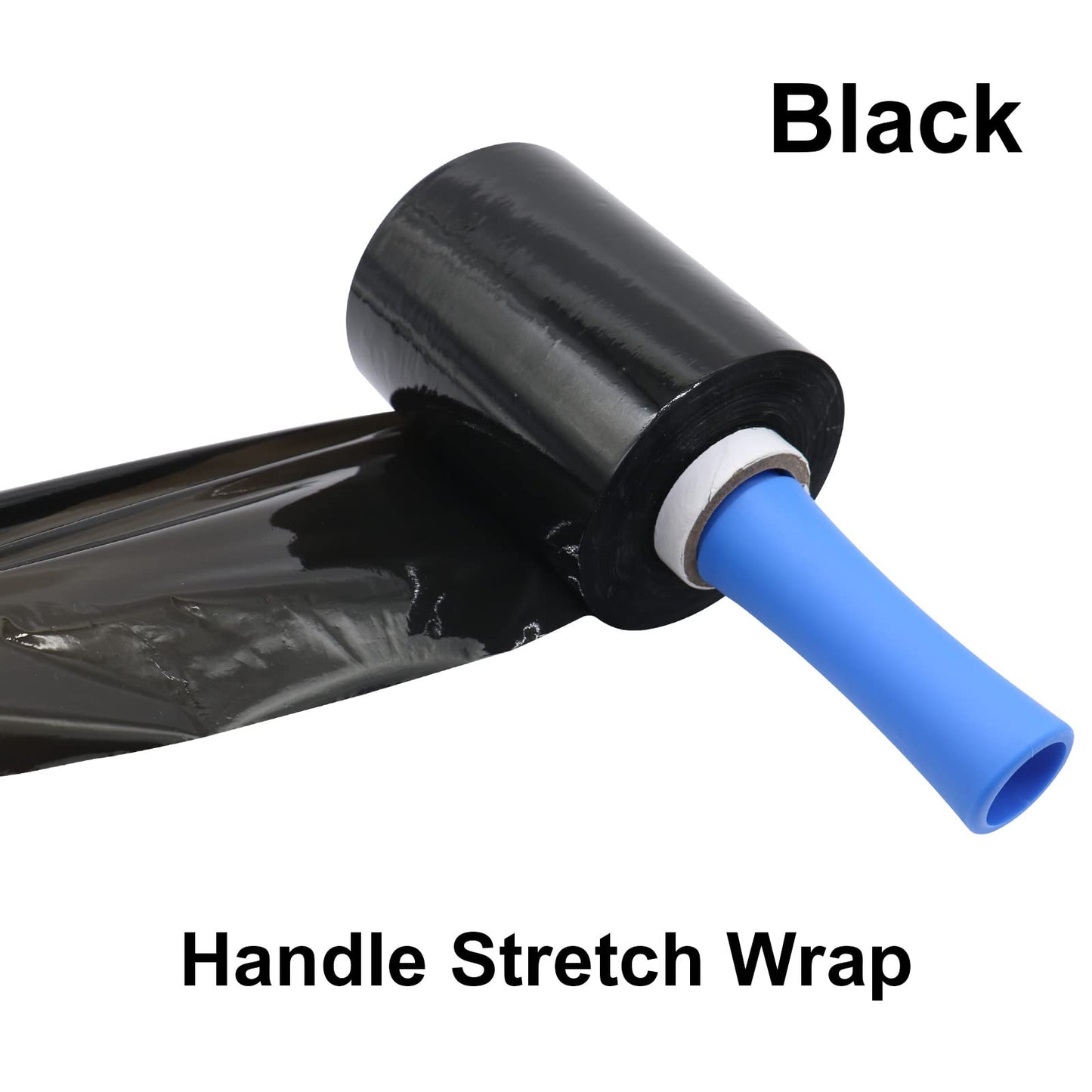 BOMEI PACK Black Stretch Wrap Film Roll, Plastic Shrink Wrap for Moving 5 inch x 1000 ft, 4 Packs with 1Plastic Handle