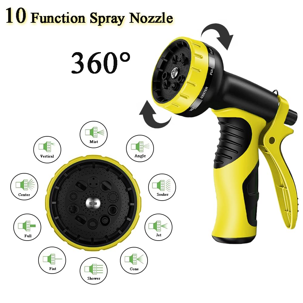 Expandable Garden Hose 100ft Water Hose with 10 Function Nozzle,Flexible Hose withTriple Core Latex and 3/4" Solid Brass Fittings Collapsible Lightweight Retractable Long Hose Pipe (Black)