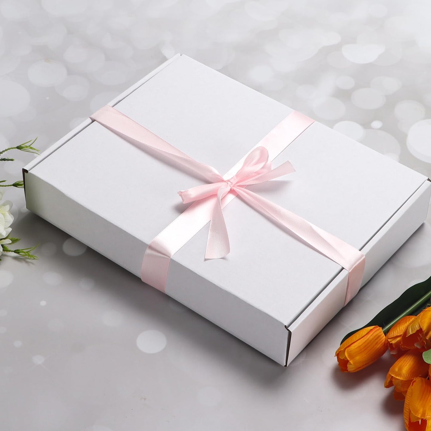 RLAVBL 12x9x2 Inches Shipping Boxes Set of 25, White Corrugated Cardboard Box for Packing, Mailing, Business