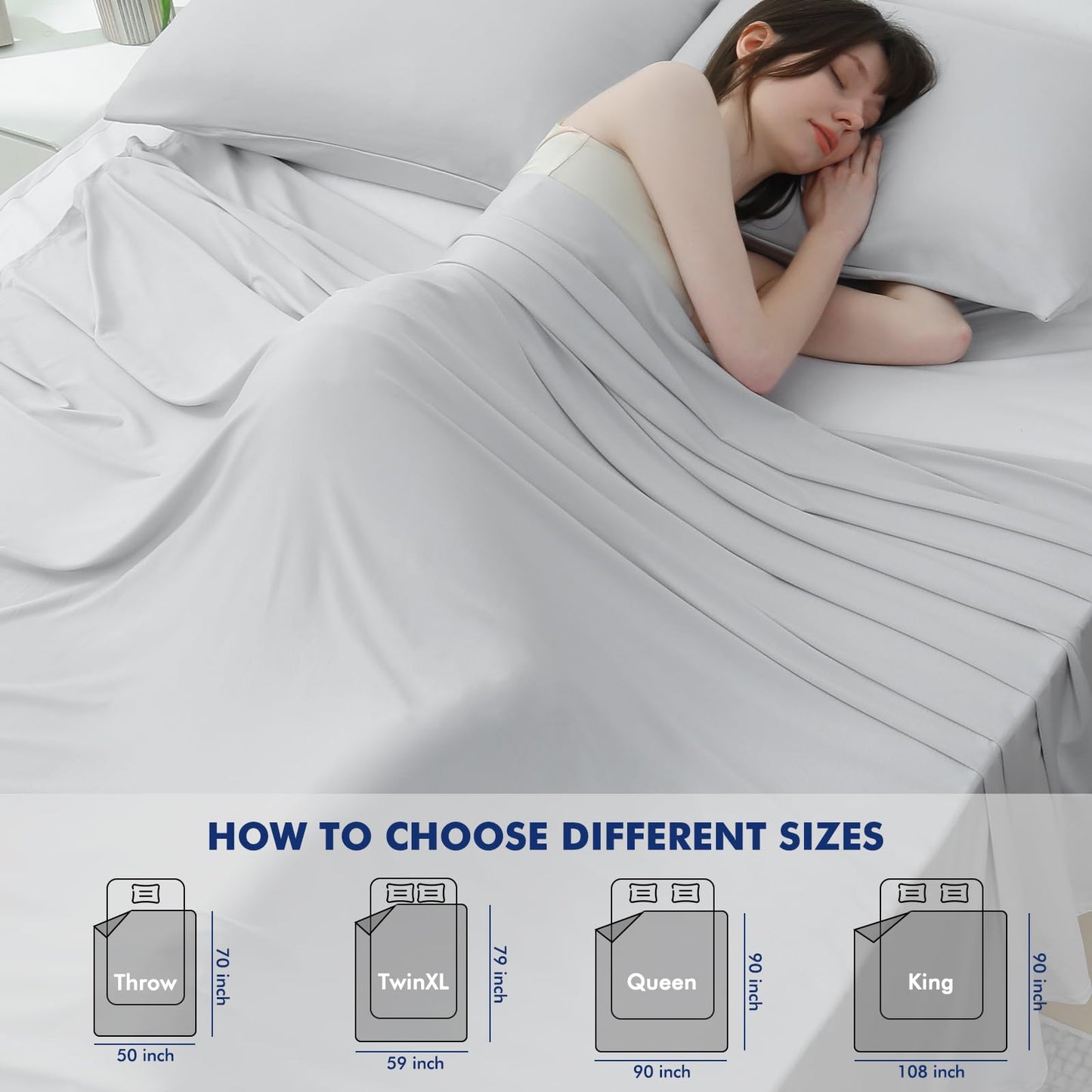 Elegear Silver Infused Cooling Blanket King, 108"x90", Upgraded Arc-Chill 3.0 (Q-Max>0.5), Lightweight Breathable Cold Blanket for Hot Sleepers & Night Sweat, Summer Bed Blanket for Couch Sofa, Gray