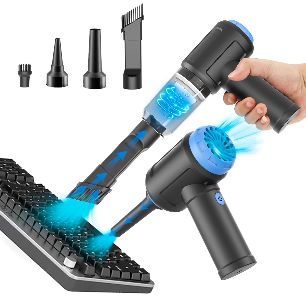 Meudeen Air Duster - Computer Vacuum Cleaner - for Keyboard Cleaning - Cordless Canned Air