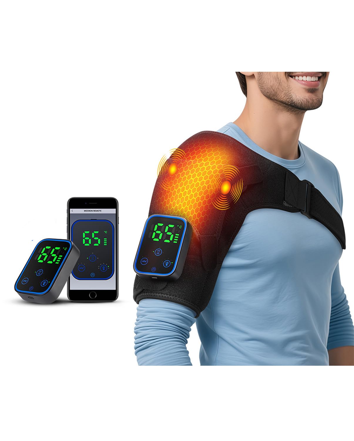 Cordless shoulder heating pad Massager, 3 levels of time adjustment, and 3-level vibration adjustment, shoulder massager for household