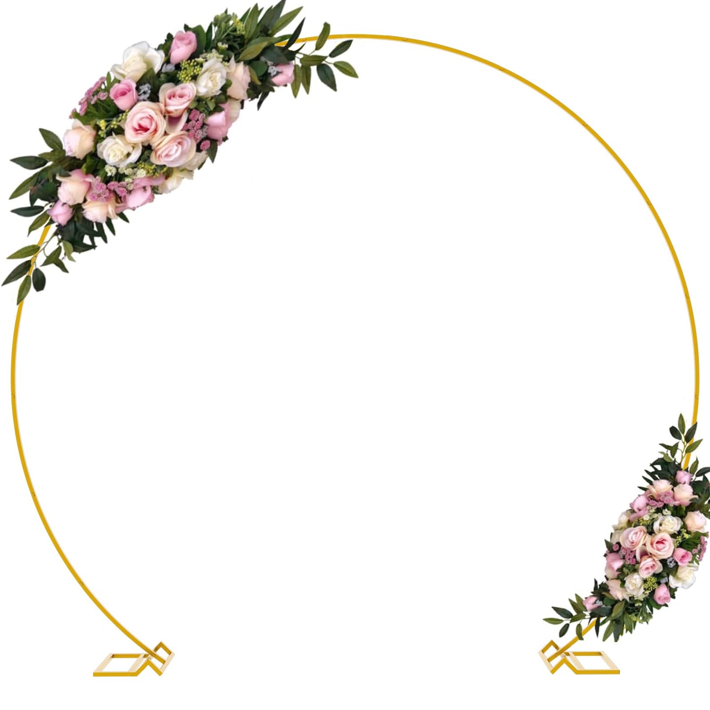 Wokceer 9.5FT Large Circle Balloon Arch Stand Gold Metal Round Wedding Photo Booth Backdrop Floral Ring Background Decoration for Bridal Shower Anniversary Ceremony Birthday Party Candy Tables