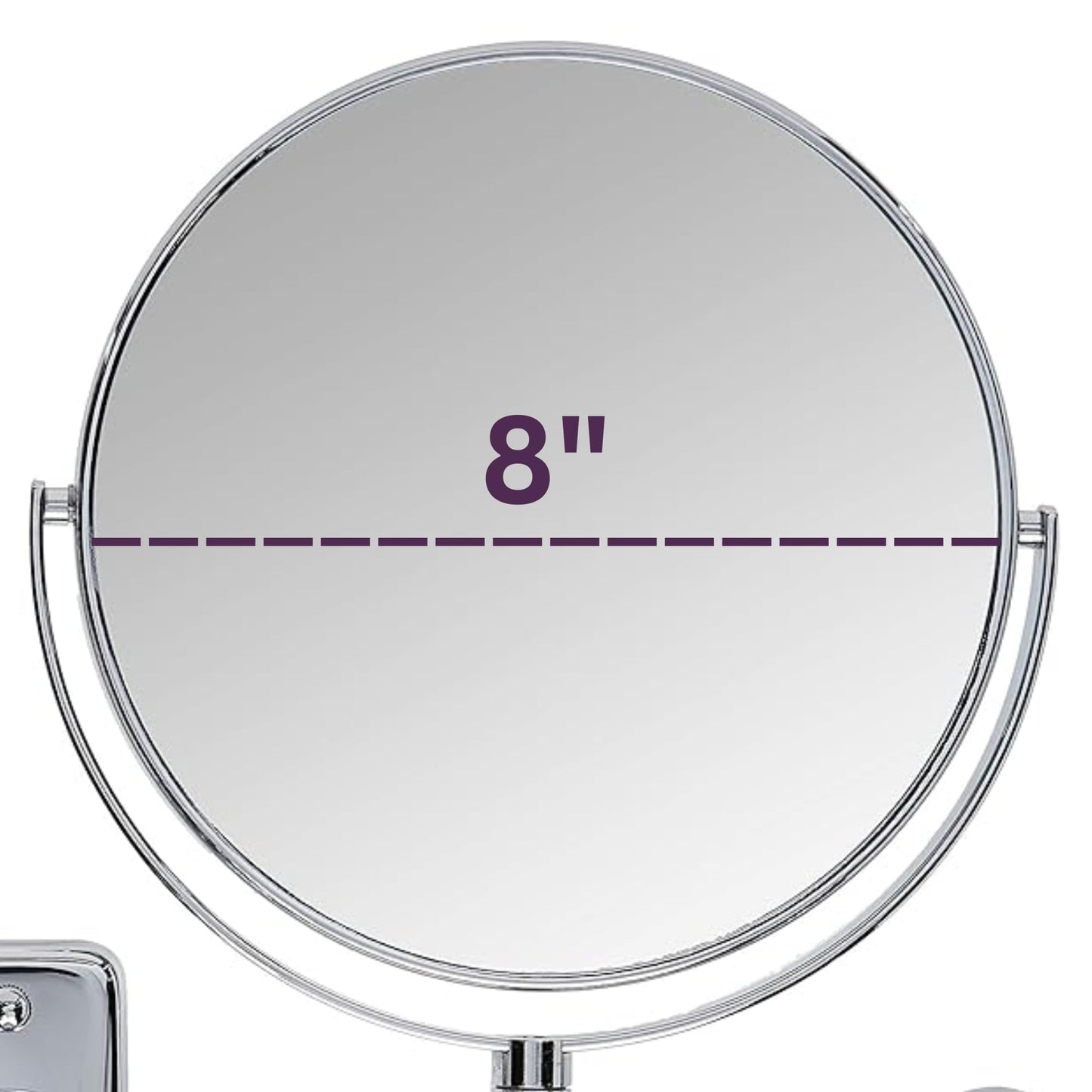 Jerdon JP7808C 8-Inch Two-Sided Swivel Wall Mount Mirror with 8x Magnification, 13.5-Inch Extension, Chrome Finish